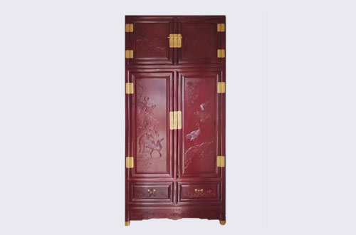抱由镇高端中式家居装修深红色纯实木衣柜